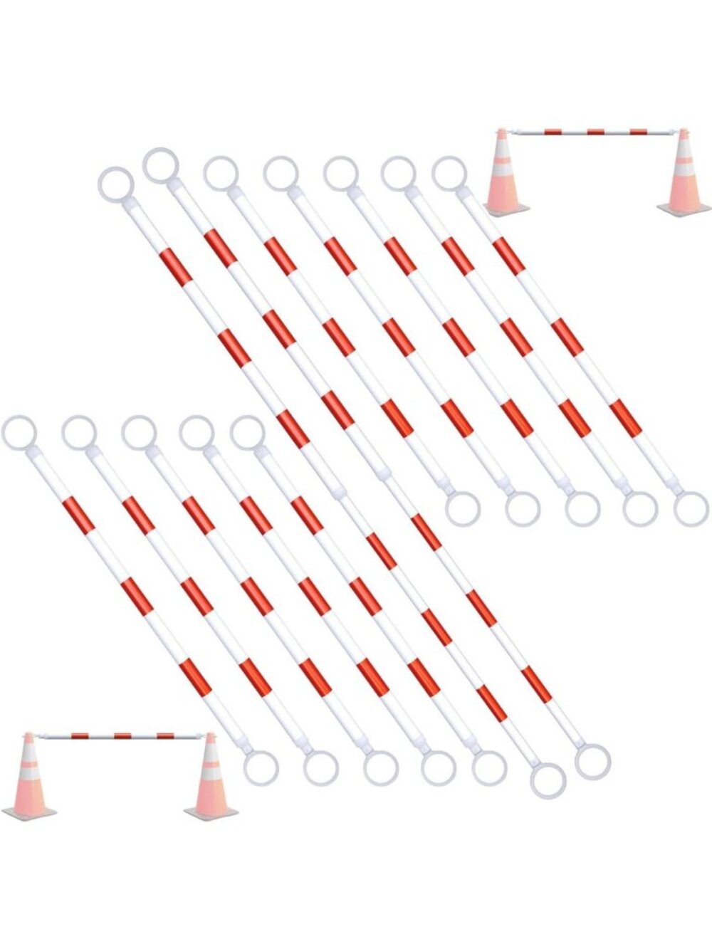 12 Pack Adjustable Traffic Cone Bar - Extends 3.93ft to 7.21ft for Safety Use